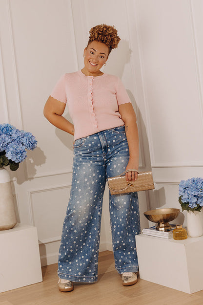 Simple Joy Knit Button Up Top Curves