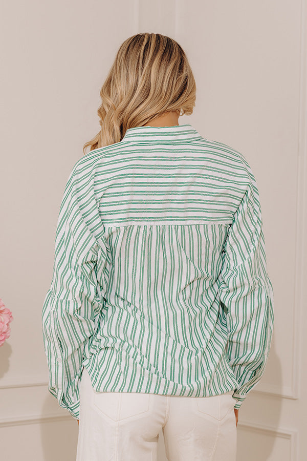 Bold by the Bay Oversized Button Up Top in Green