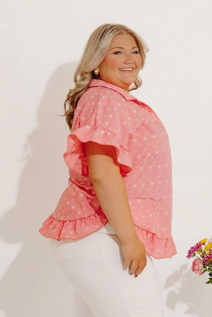 Sweet Stitch Eyelet Embroidered Top Curves
