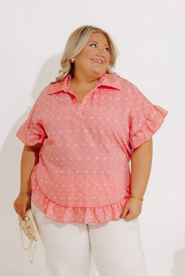 Sweet Stitch Eyelet Embroidered Top Curves