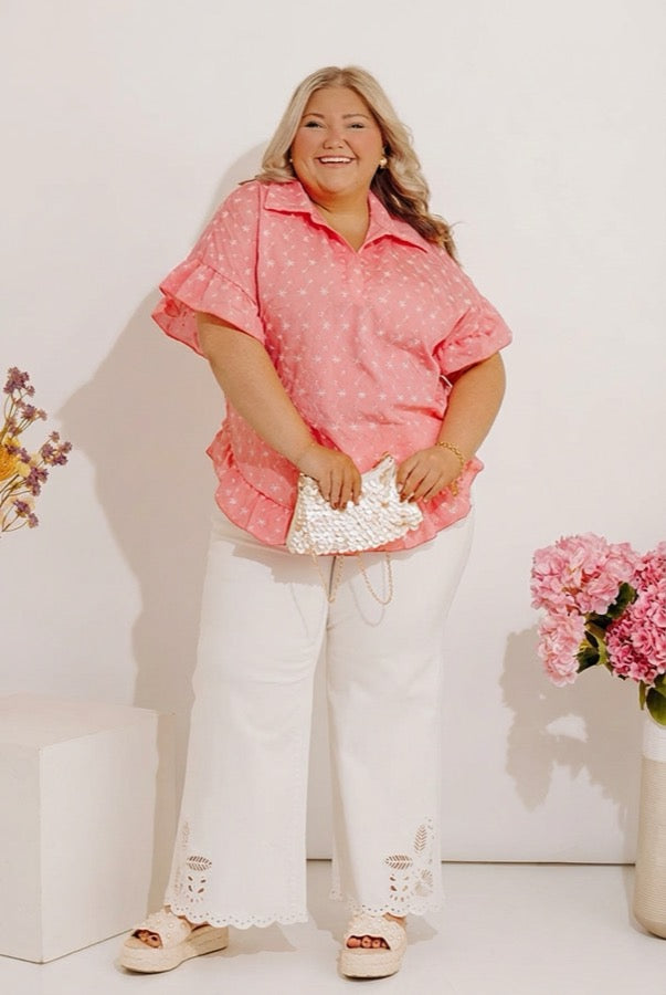 Sweet Stitch Eyelet Embroidered Top Curves