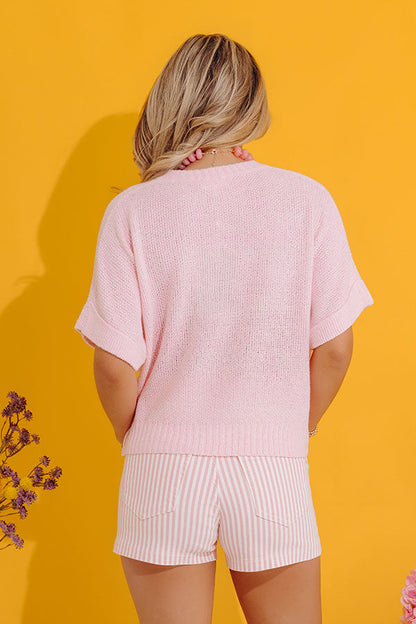 Easygoing Charm Knit Top in Pink