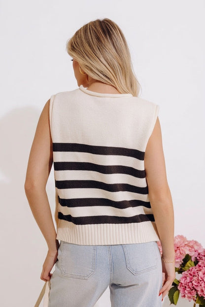 Shoreline Chic Knit Stripe Top in Cream