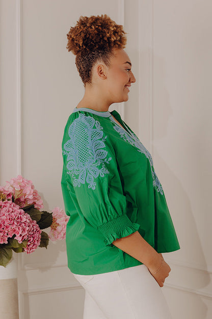 Effortless Riviera Floral Embroidered Top