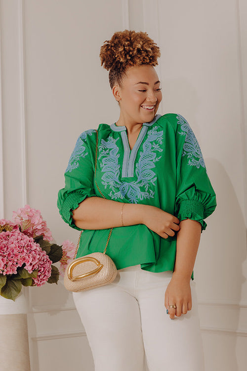 Effortless Riviera Floral Embroidered Top