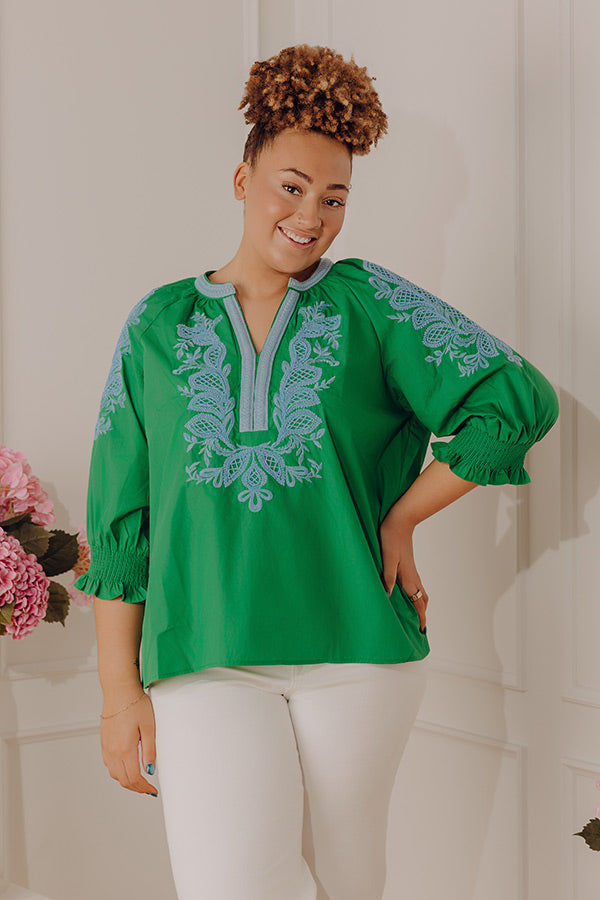 Effortless Riviera Floral Embroidered Top