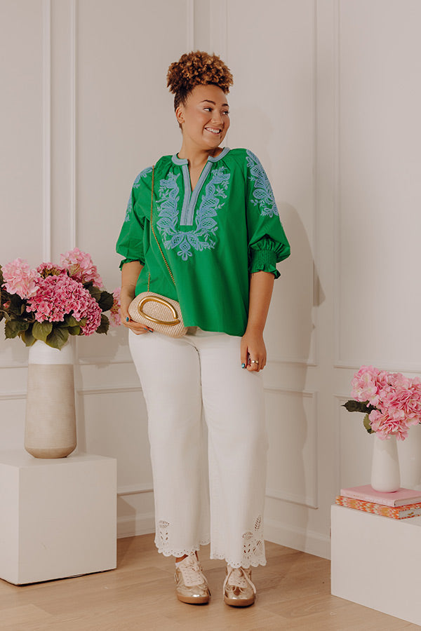 Effortless Riviera Floral Embroidered Top