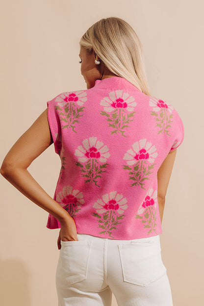 Cafe Al Fresco Floral Knit Sweater Top