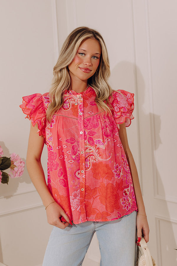 Darling in Florals Button Up Top