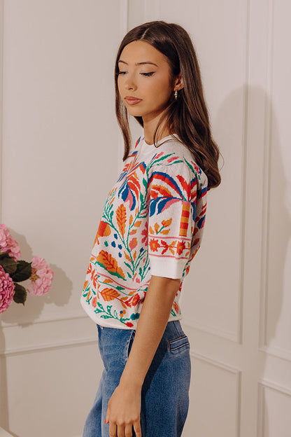 Sweet Statement Floral Knit Sweater Top