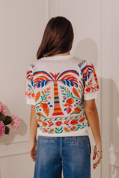 Sweet Statement Floral Knit Sweater Top
