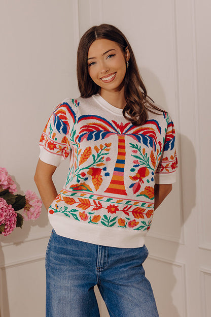 Sweet Statement Floral Knit Sweater Top
