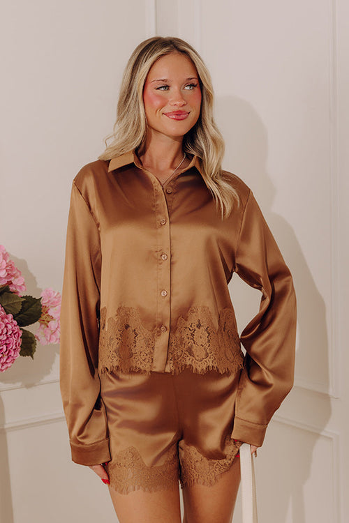 Elite Evening Satin Button Up Top