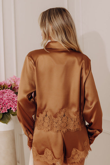 Elite Evening Satin Button Up Top