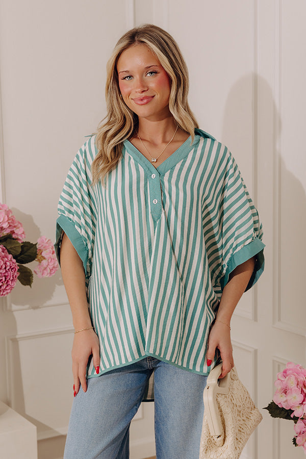 Dockside Chic Stripe Top in Teal