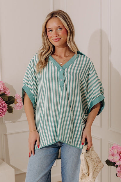 Dockside Chic Stripe Top in Teal