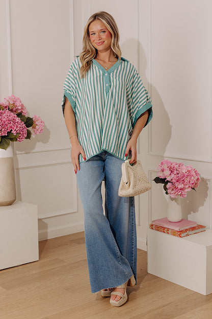 Dockside Chic Stripe Top in Teal