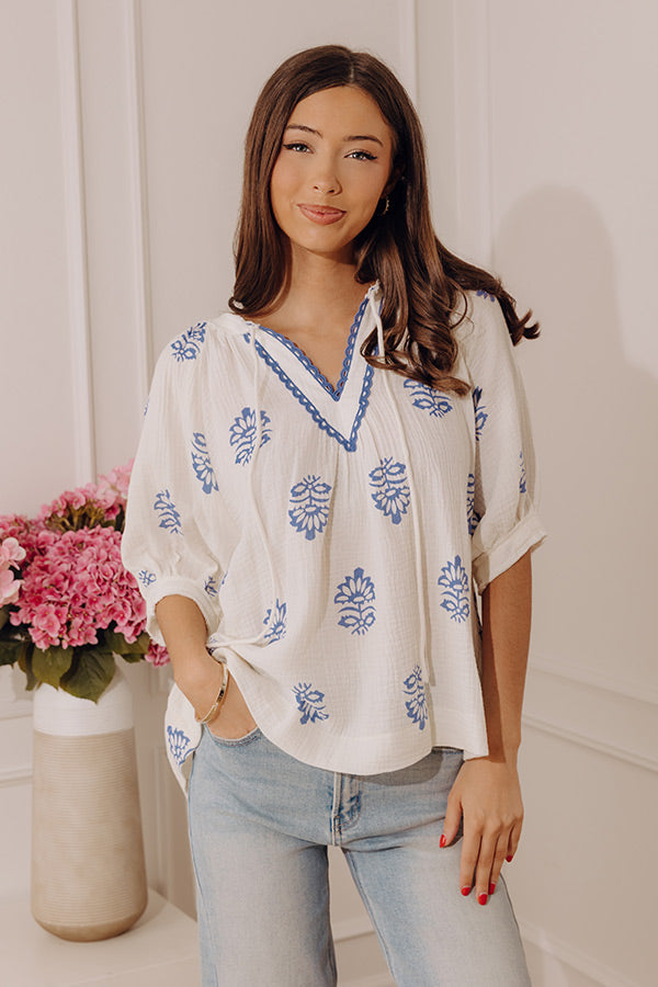 Coastal Bloom Floral Gauze Top