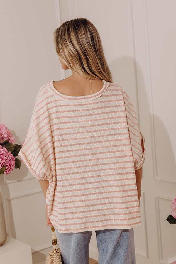 First Class Coastline Oversized Knit Tee in Blush