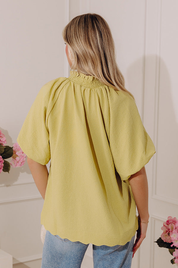 Casual Flow Scalloped Top in Lime Punch