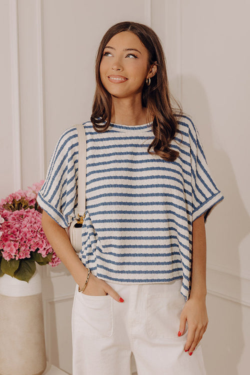 First Class Coastline Oversized Knit Tee in Blue