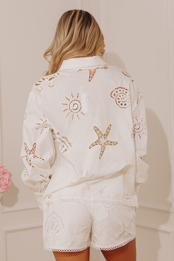 Seaside Bliss Button Up Top in Ivory