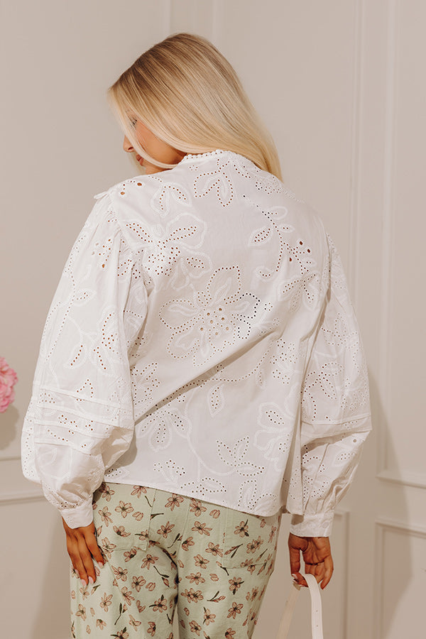 Vacation Bound Eyelet Button Up Top