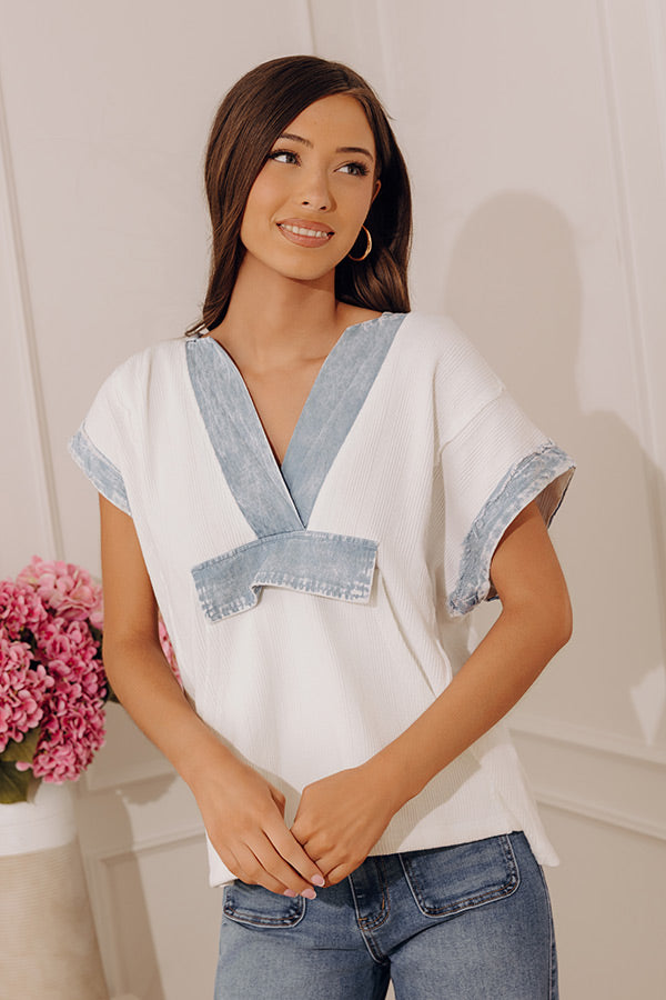 Effortless Mood Waffle Knit Sweater Top