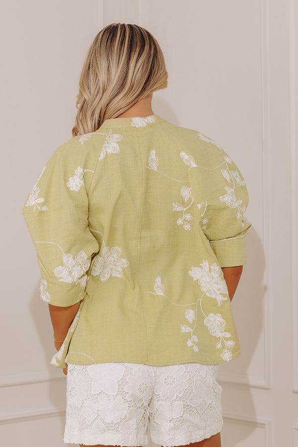 Sweet City Style Floral Embroidered Button Up Top