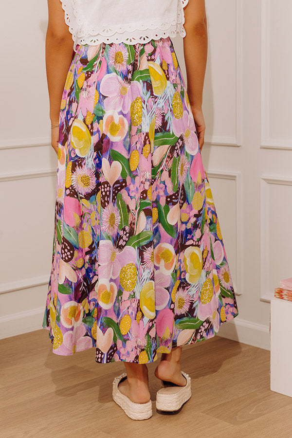 Sweet Aroma High Waist Floral Midi Skirt