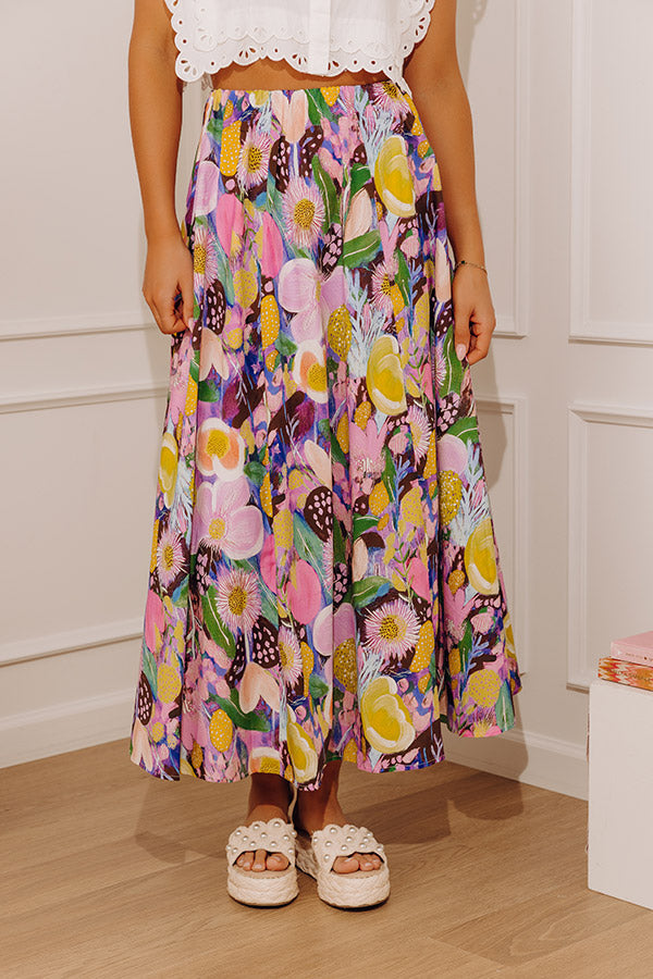Sweet Aroma High Waist Floral Midi Skirt