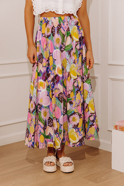 Sweet Aroma High Waist Floral Midi Skirt