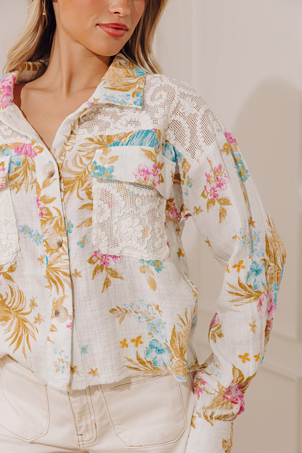 Hibiscus Dream Floral Button Up Top