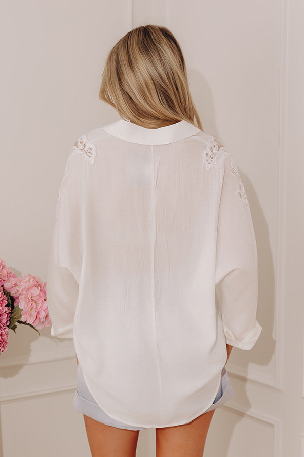 Breezy Harbor Oversized Lace Button Up Top