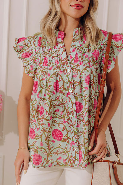 Out With The Girls Floral Top in Light Mint