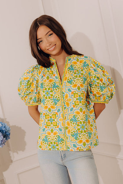 Sweet Sunshine Floral Shift Top