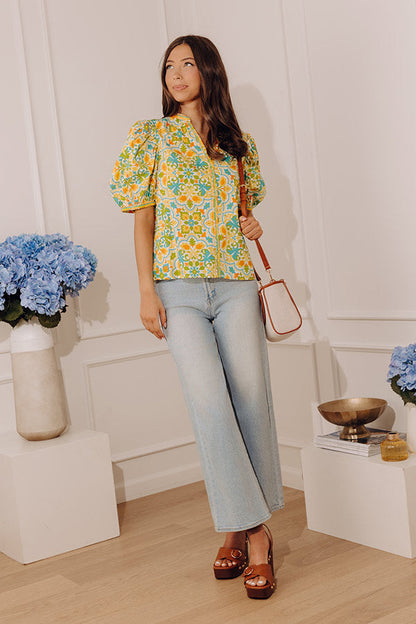 Sweet Sunshine Floral Shift Top