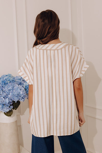 Chic Lines Oversized Top in Iced Latte
