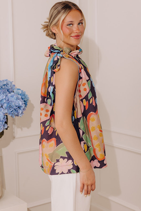 Bright Side Floral Shift Top in Navy