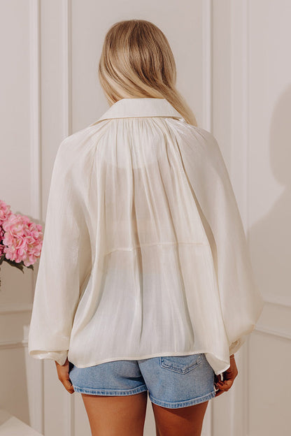 City Lights Organza Zip Up Top in Cream