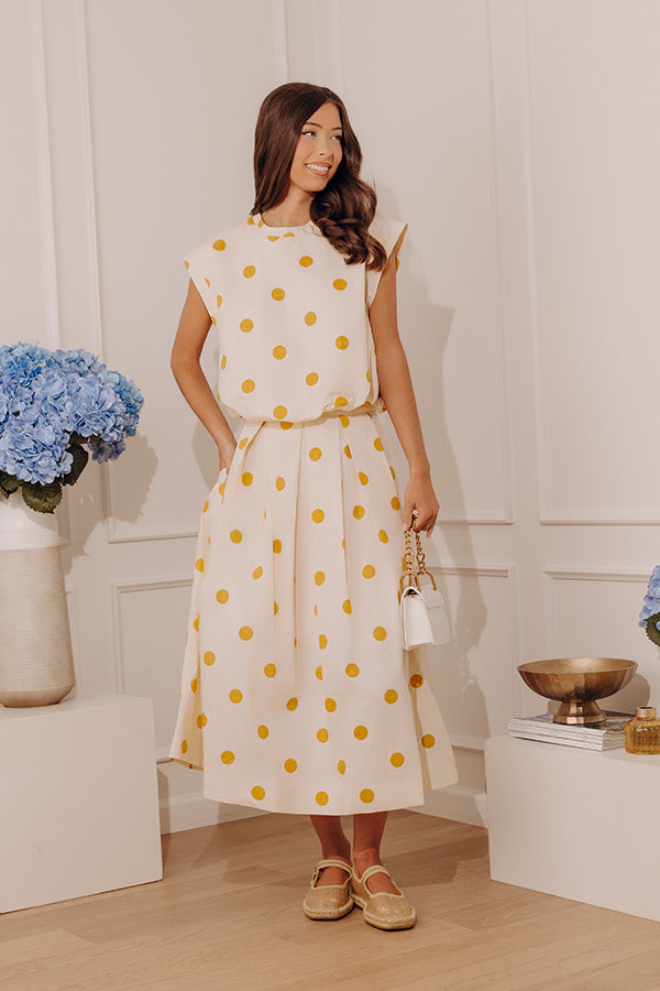 Bistro Charm Polka Dot Bubble Hem Top