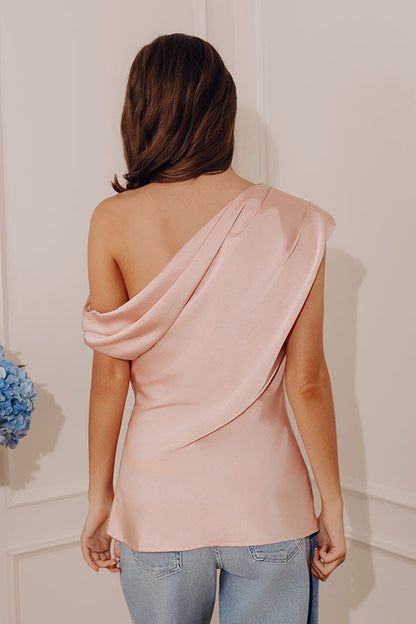 Polished to Perfection Satin Asymmetrical Top