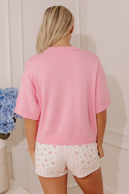 Soho Soft Knit Sweater Top in Pink