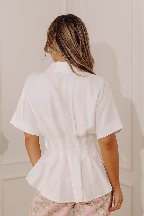 Simply Elevated Pleated Top in White