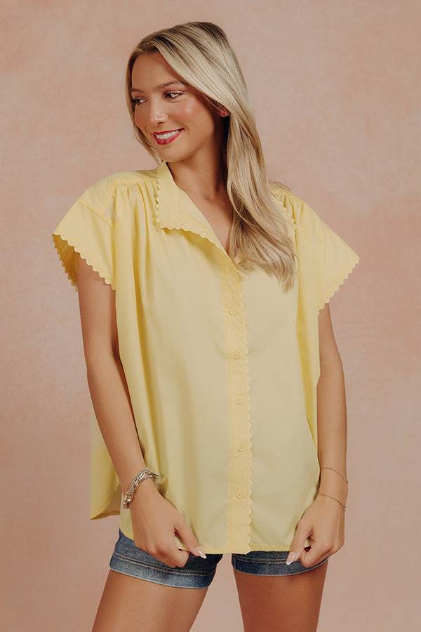 Darling Daywear Oversized Button Up Top in Yellow