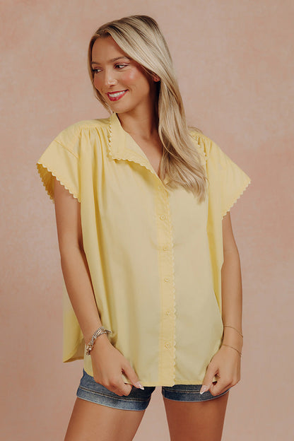 Darling Daywear Oversized Button Up Top in Yellow