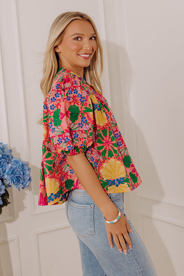 Fiesta Floral Pleated Top