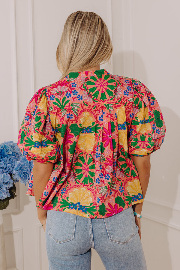 Fiesta Floral Pleated Top