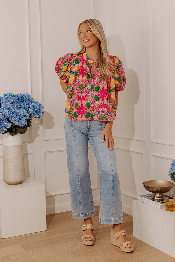 Fiesta Floral Pleated Top