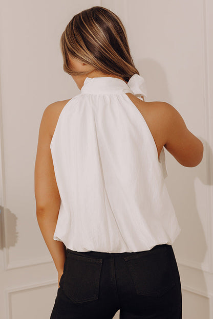 Rooftop Views Balloon Hem Top in White